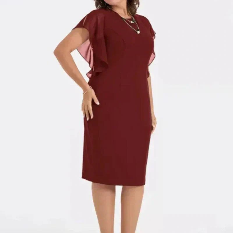 🎉LAST DAY SALE 50% OFF✨Solid Round Neck Midi Dress