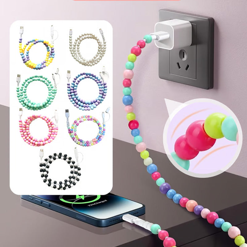 🔥HOT SALE🔥2-In-1 USB To Type-C & Lightning Beaded Charger Cord