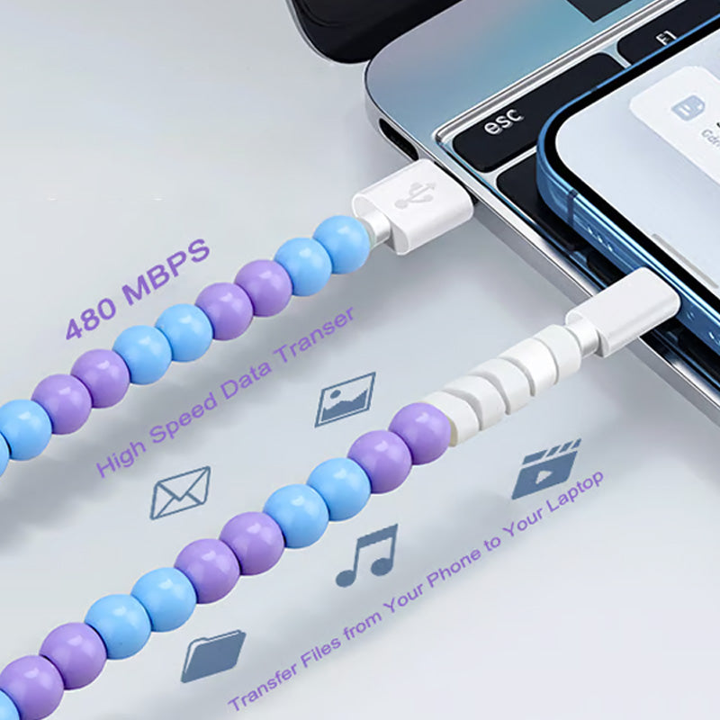 🔥HOT SALE🔥2-In-1 USB To Type-C & Lightning Beaded Charger Cord