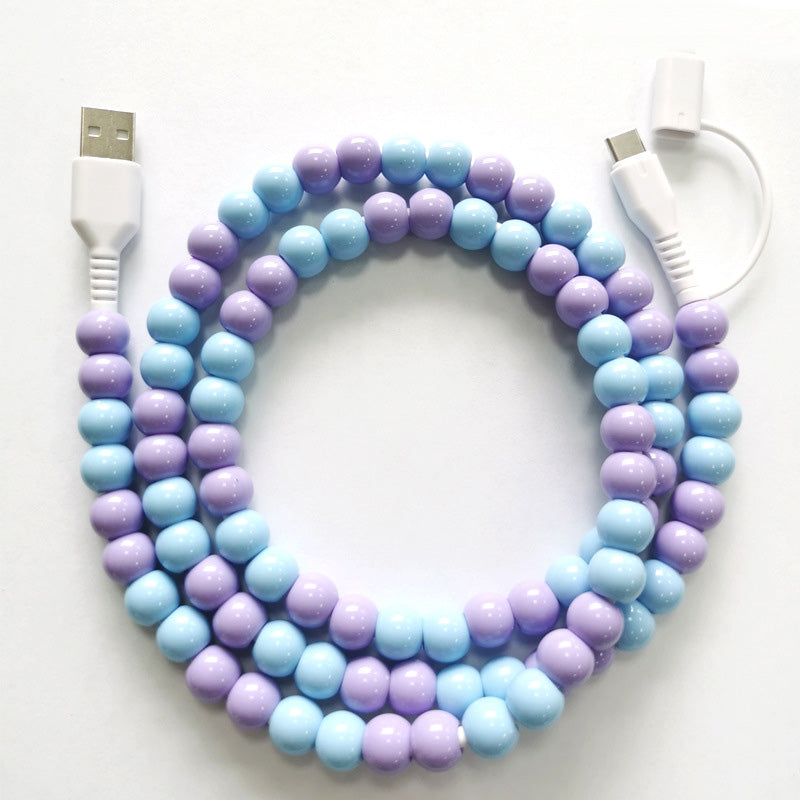 🔥HOT SALE🔥2-In-1 USB To Type-C & Lightning Beaded Charger Cord