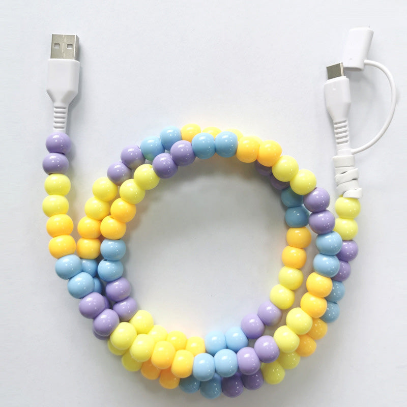🔥HOT SALE🔥2-In-1 USB To Type-C & Lightning Beaded Charger Cord