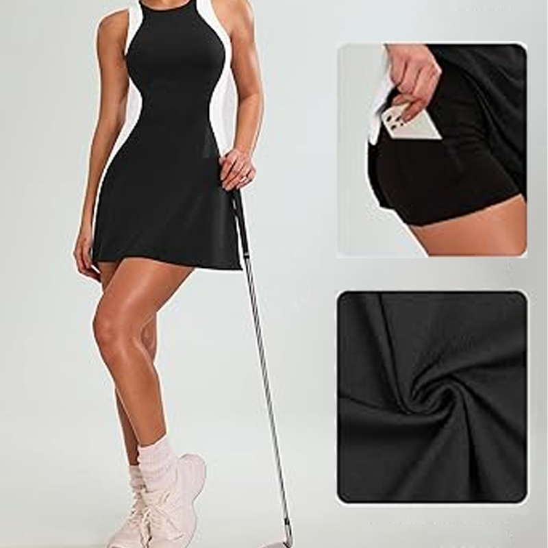 Color-Blocking Slim Mini Dress & Shorts Set