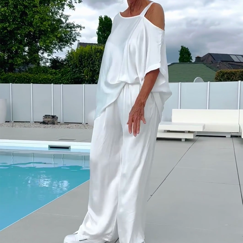 Women's Soft Casual Top and Wide-Leg Set