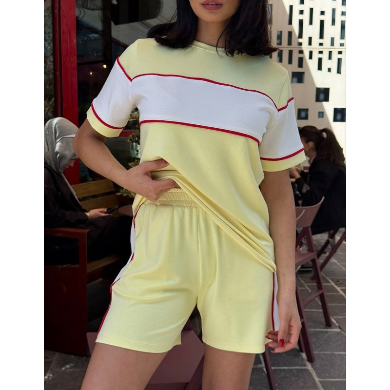 Women's Crew Neck Short Sleeve and Shorts Set