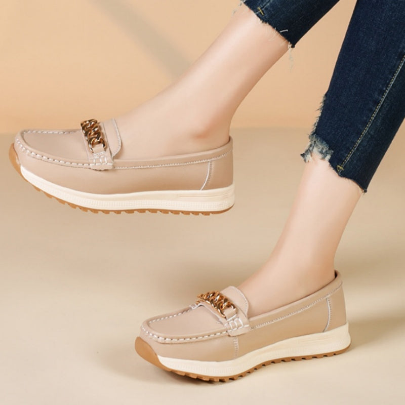 Women’s Elegant Solid Color Thick Sole Loafers