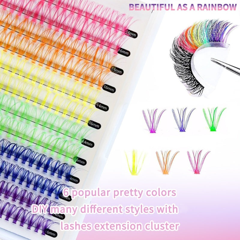 240 PCS Colored Lash Cluster with Glue & Tweezers