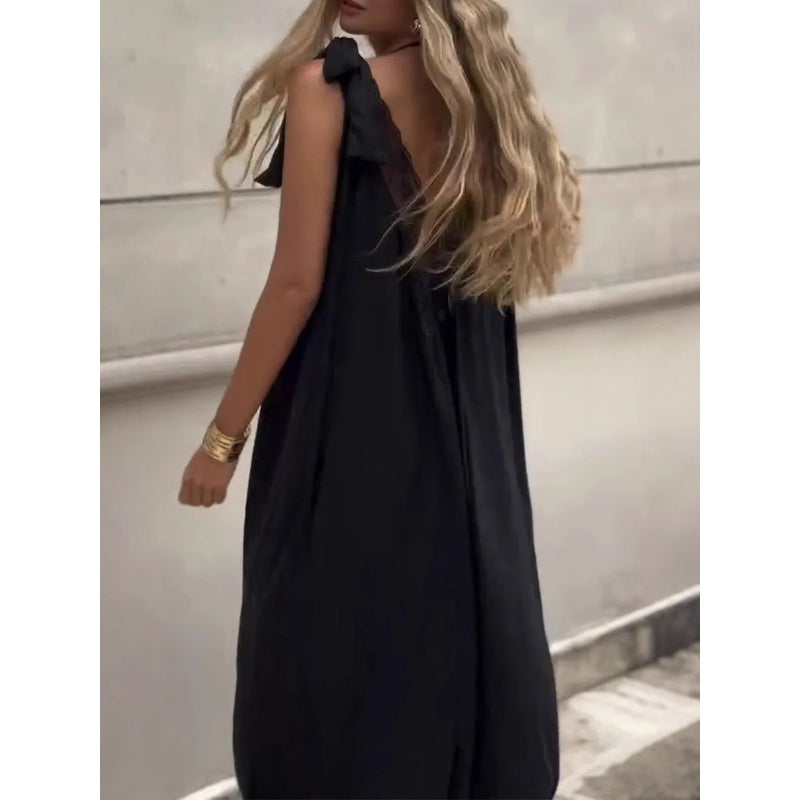 Women's Lace V-Neck Sleeveless Maxi Dress