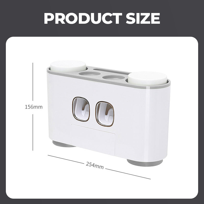 No-Drill Wall-Mounted Toothpaste Dispenser & Toothbrush and Cup Holder