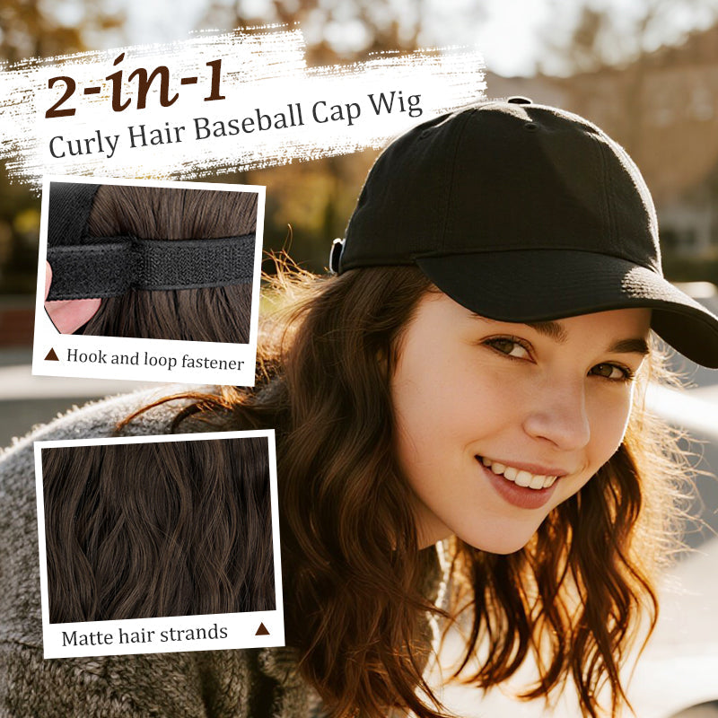 2-in-1 Curly Hair Baseball Cap Wig