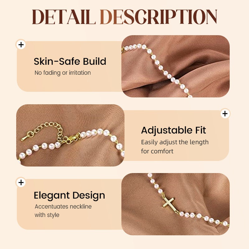 💜 LAST DAY PROMOTION - 50%OFF 💜Women’s Elegant Cross Synthetic Pearl Necklace