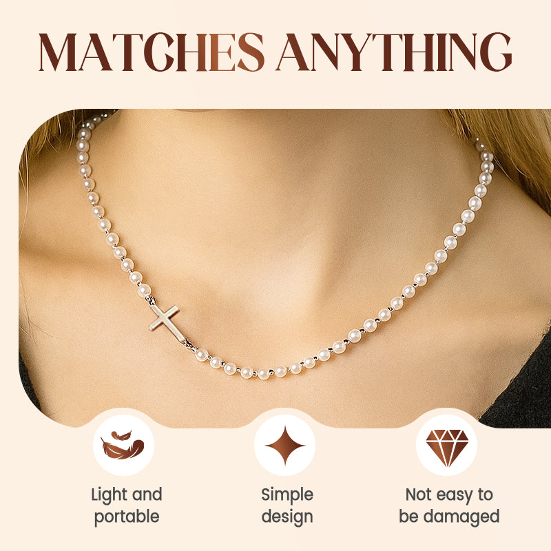 💜 LAST DAY PROMOTION - 50%OFF 💜Women’s Elegant Cross Synthetic Pearl Necklace