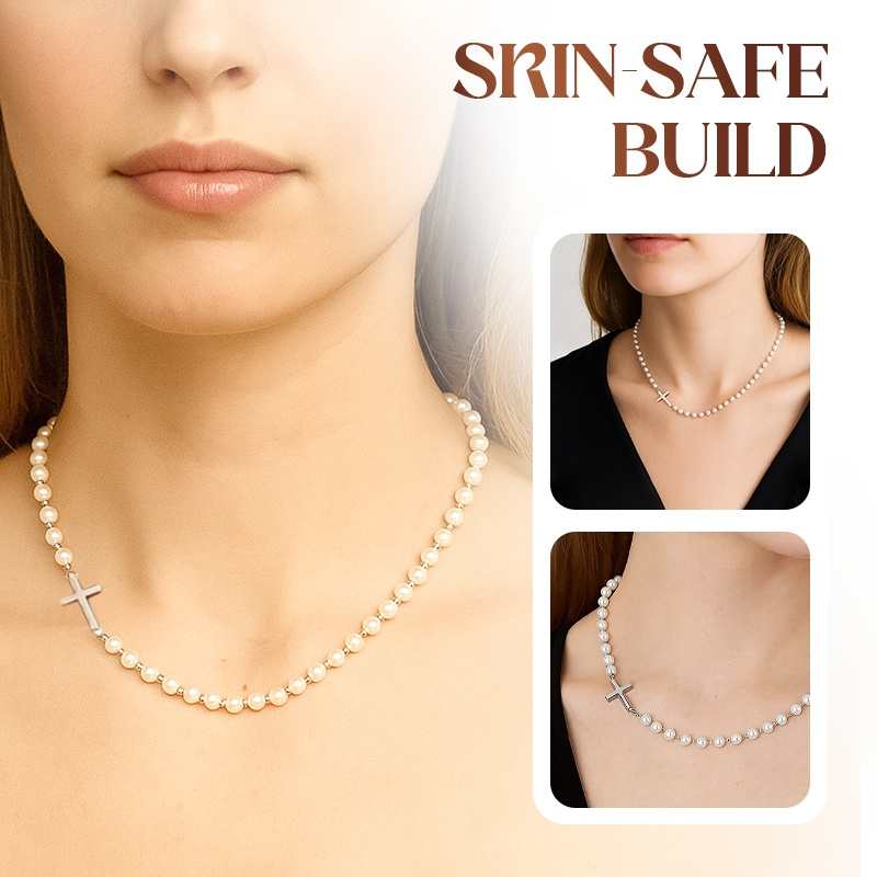 💜 LAST DAY PROMOTION - 50%OFF 💜Women’s Elegant Cross Synthetic Pearl Necklace