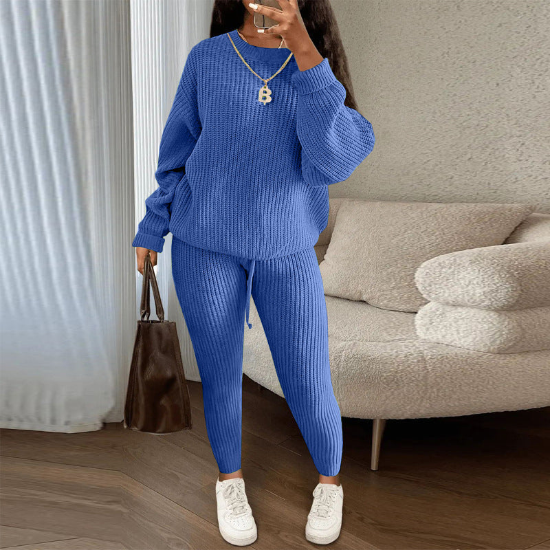 Women’s Loose Fit Top & Solid Color Pants 2-Piece Set