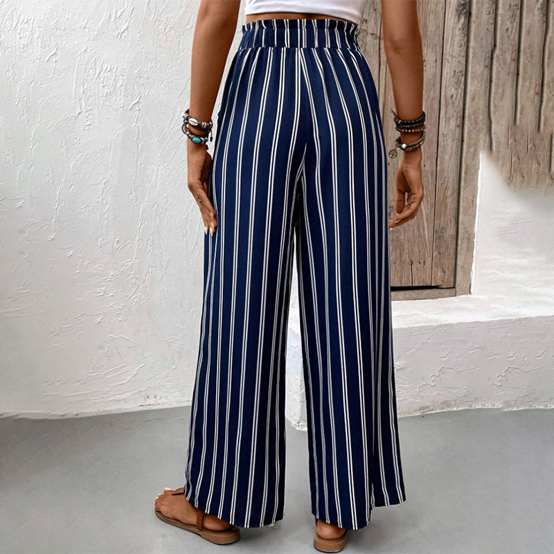 Women's High-Waisted Striped Wide-Leg Pants