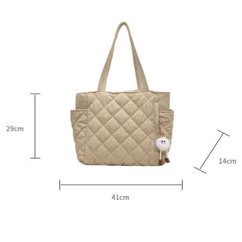 Women's Large Capacity Solid Quilted Shoulder Bag