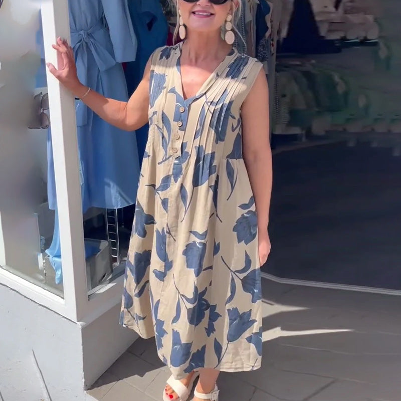 Women's Sleeveless Printed Maxi Dress