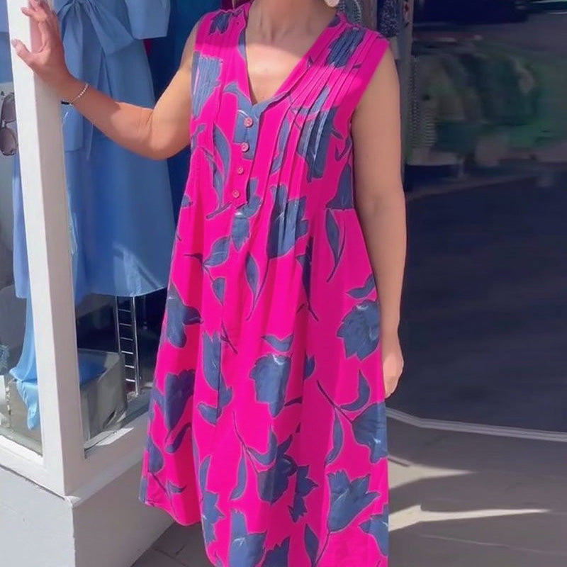 Women's Sleeveless Printed Maxi Dress