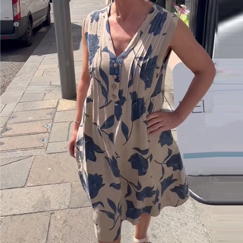 Women's Sleeveless Printed Maxi Dress