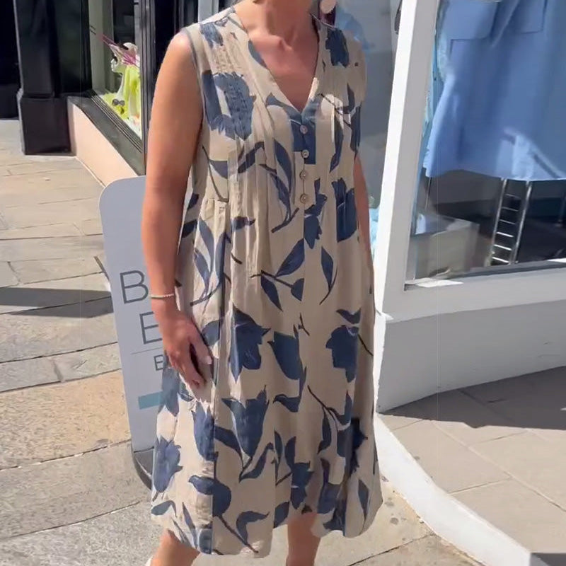 Women's Sleeveless Printed Maxi Dress