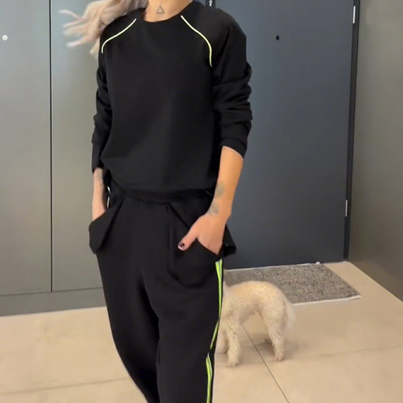 🎉2025 New Products Hot Sale✨Black Long Sleeve Top & Jogger Pants Set