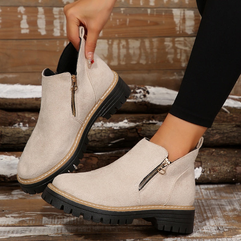 🎉Seasonal Sale: 50% Off✨Women's Round-Toe Ankle Boots with Side Zipper