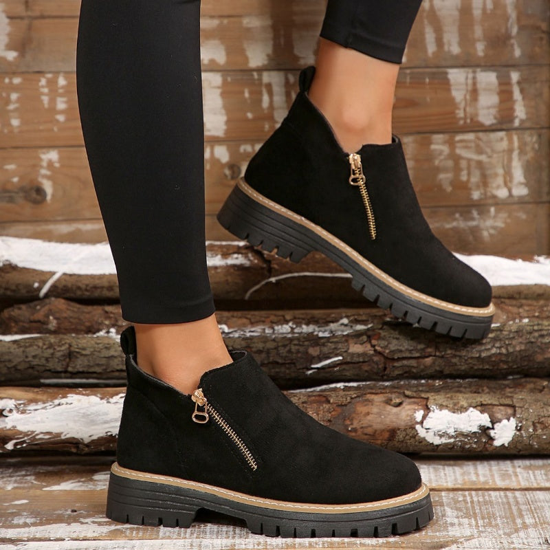 🎉Seasonal Sale: 50% Off✨Women's Round-Toe Ankle Boots with Side Zipper