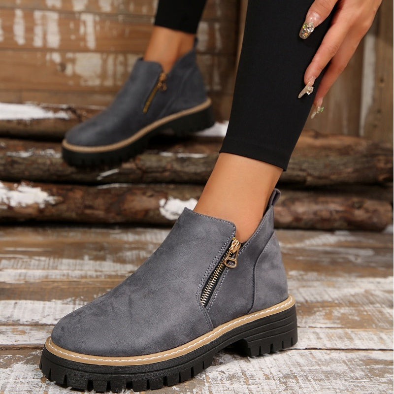 🎉Seasonal Sale: 50% Off✨Women's Round-Toe Ankle Boots with Side Zipper
