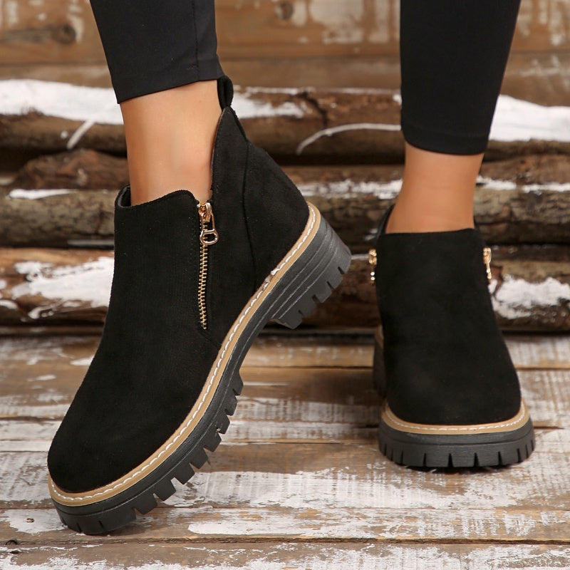 🎉Seasonal Sale: 50% Off✨Women's Round-Toe Ankle Boots with Side Zipper