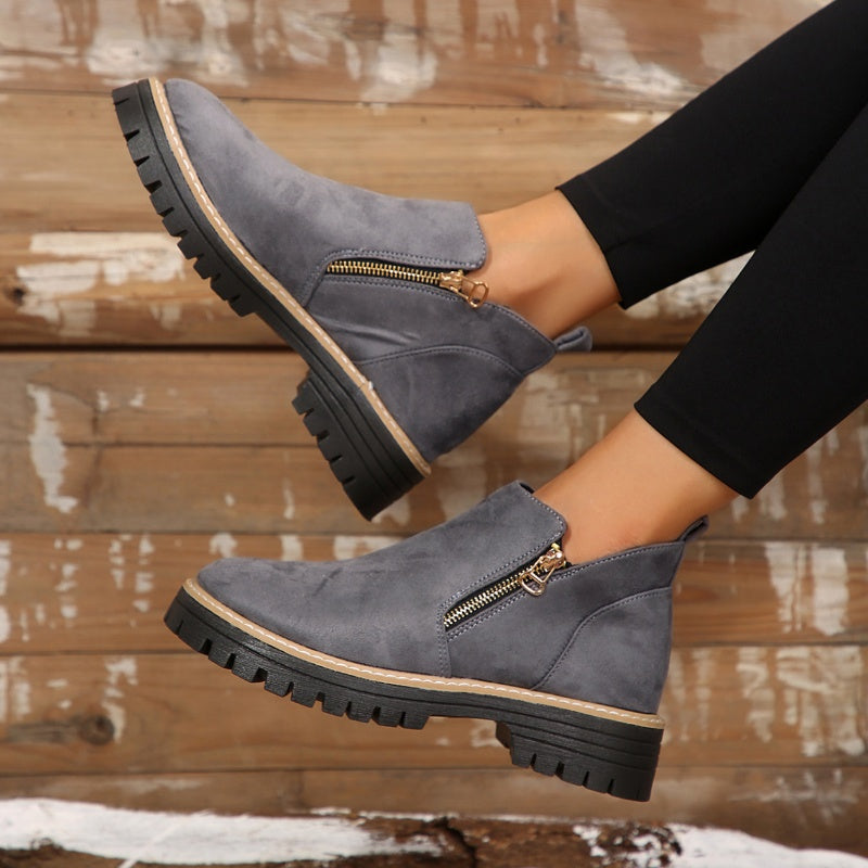 🎉Seasonal Sale: 50% Off✨Women's Round-Toe Ankle Boots with Side Zipper