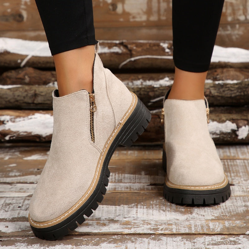 🎉Seasonal Sale: 50% Off✨Women's Round-Toe Ankle Boots with Side Zipper