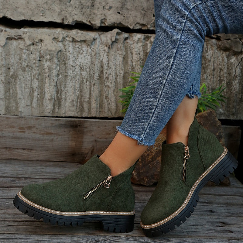🎉Seasonal Sale: 50% Off✨Women's Round-Toe Ankle Boots with Side Zipper