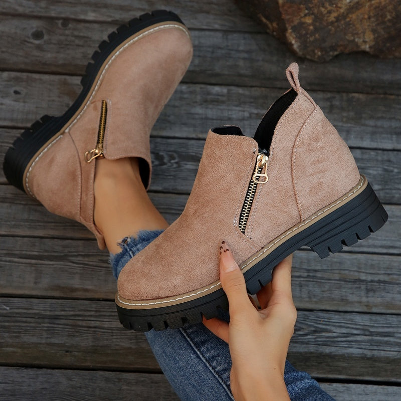 🎉Seasonal Sale: 50% Off✨Women's Round-Toe Ankle Boots with Side Zipper