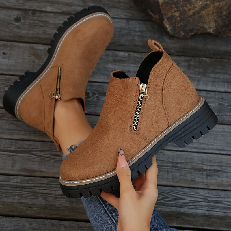 🎉Seasonal Sale: 50% Off✨Women's Round-Toe Ankle Boots with Side Zipper