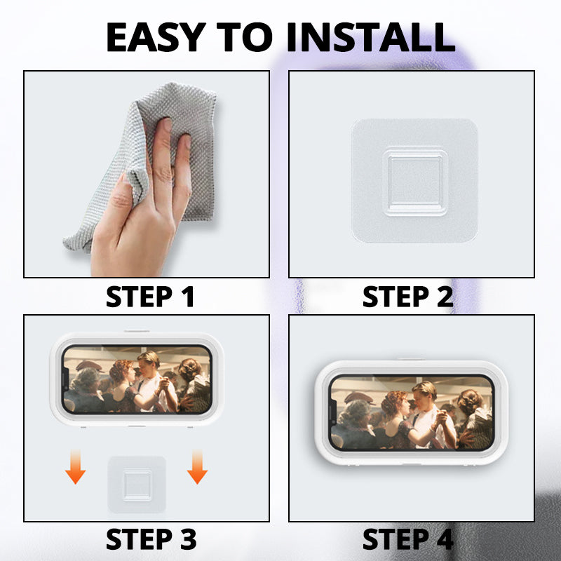 360° rotatable waterproof mobile phone holder for the shower