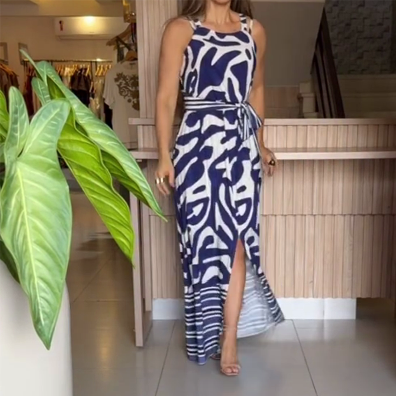 Women's Elegant Sleeveless Waist-Cinched Dress