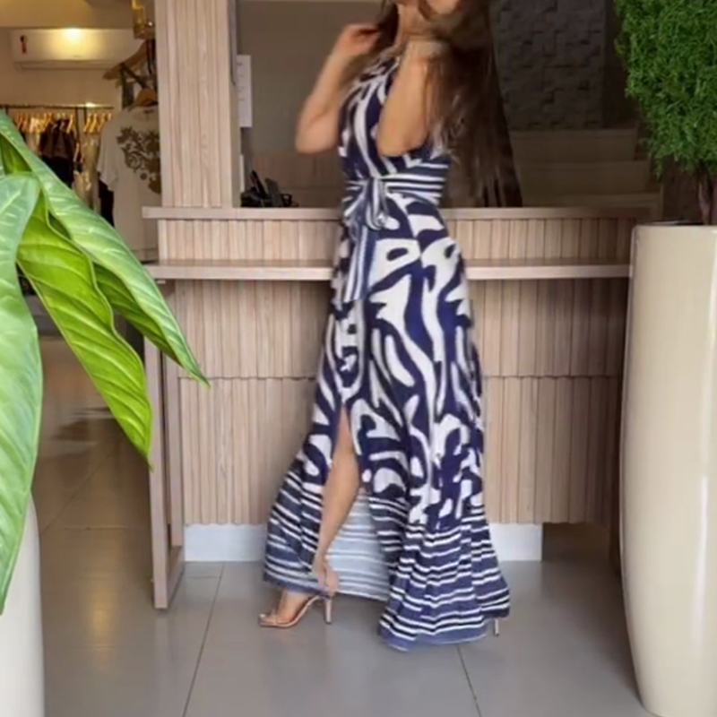 Women's Elegant Sleeveless Waist-Cinched Dress