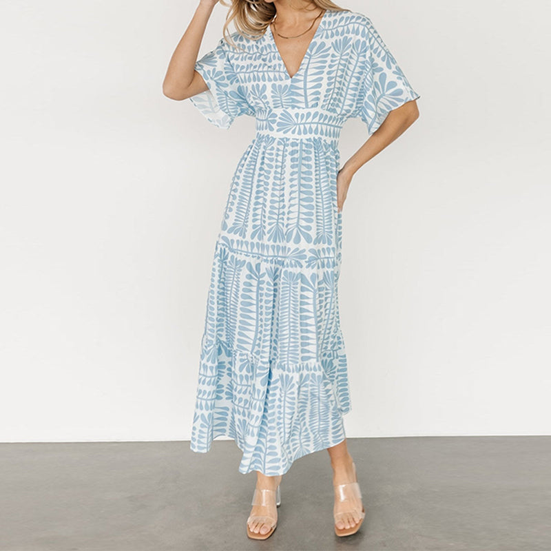Women’s V-Neck A-Line Flowy Dress