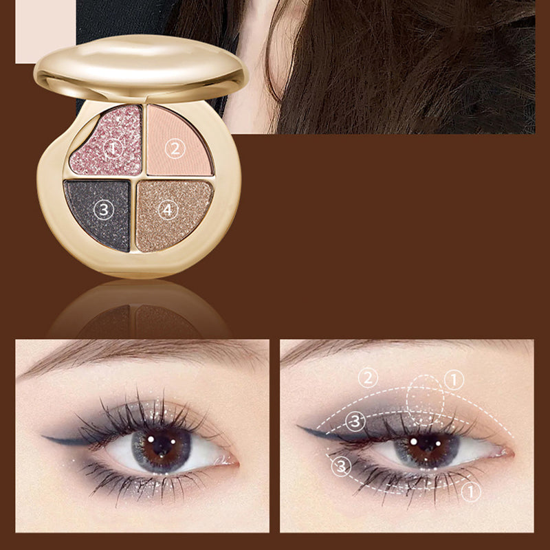 4-Color Highly Pigmented Long-Lasting Eyeshadow Palette