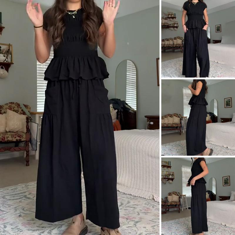 💜 LAST DAY PROMOTION - 50%OFF 💜 Women’s Pleated Top & Wide-Leg Pants Set