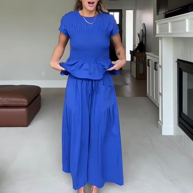 💜 LAST DAY PROMOTION - 50%OFF 💜 Women’s Pleated Top & Wide-Leg Pants Set