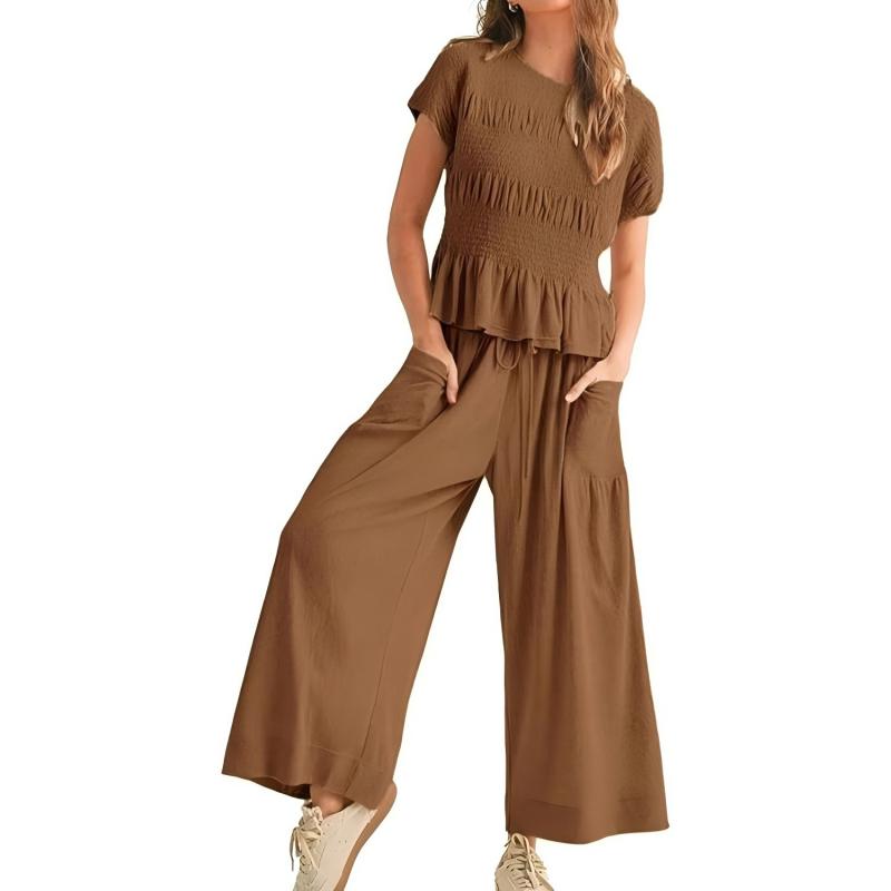💜 LAST DAY PROMOTION - 50%OFF 💜 Women’s Pleated Top & Wide-Leg Pants Set