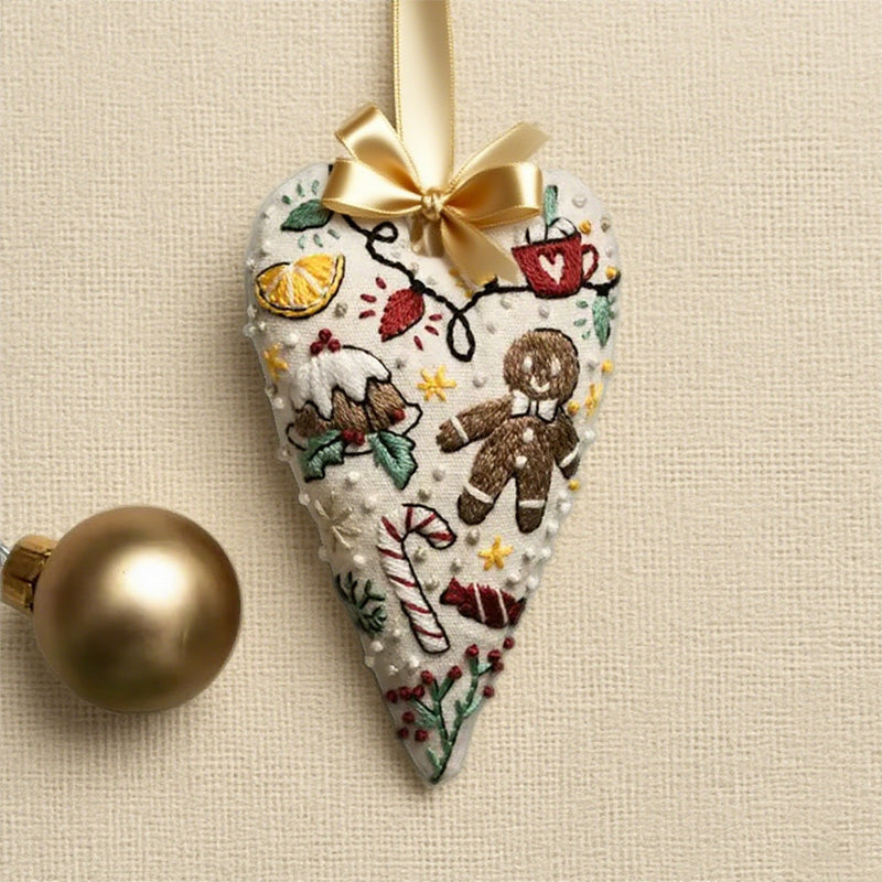 Heart-Shaped Hand Embroidered Christmas Kit
