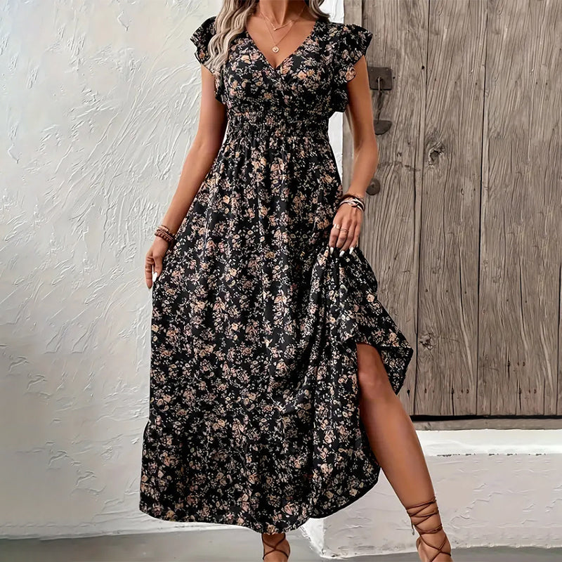Flowy V-Neck Floral Maxi Dress