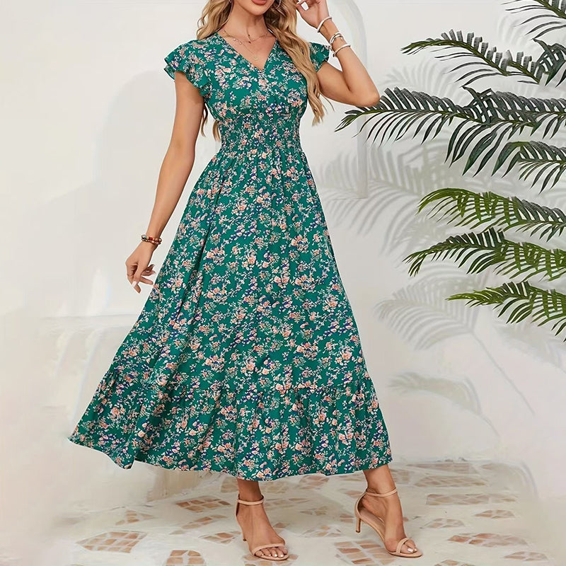 Flowy V-Neck Floral Maxi Dress