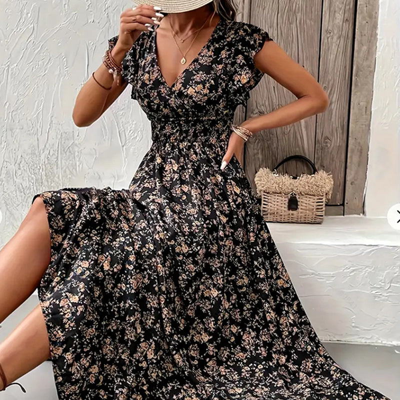 Flowy V-Neck Floral Maxi Dress