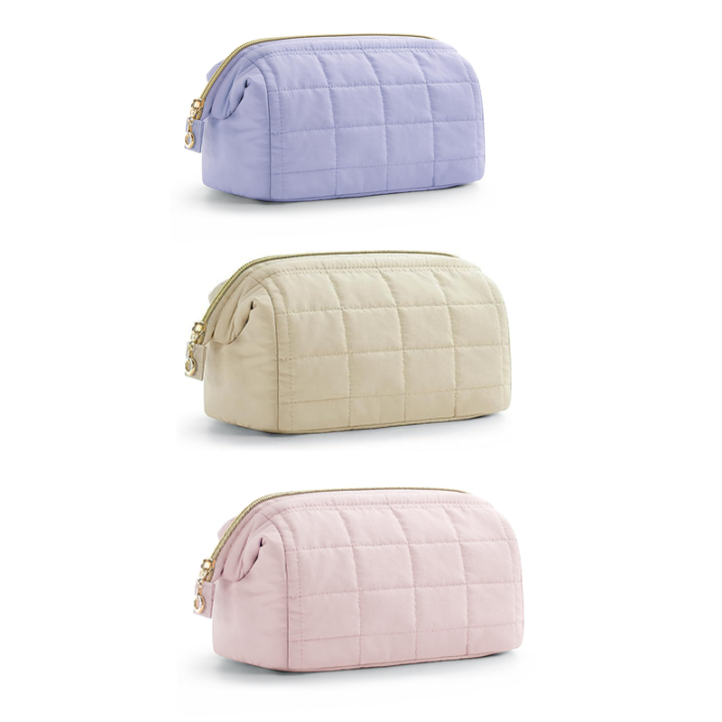 Portable Checkered Travel Makeup Bag