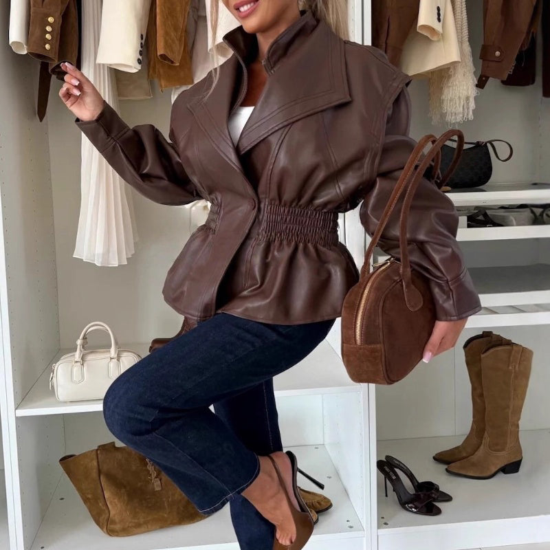 👑Solid Notched Lapel Jacket💕