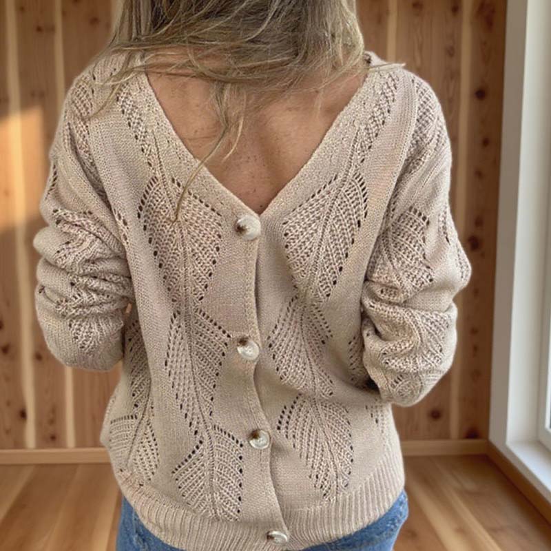 Reversible Hollow Pattern V-Neck Sweater