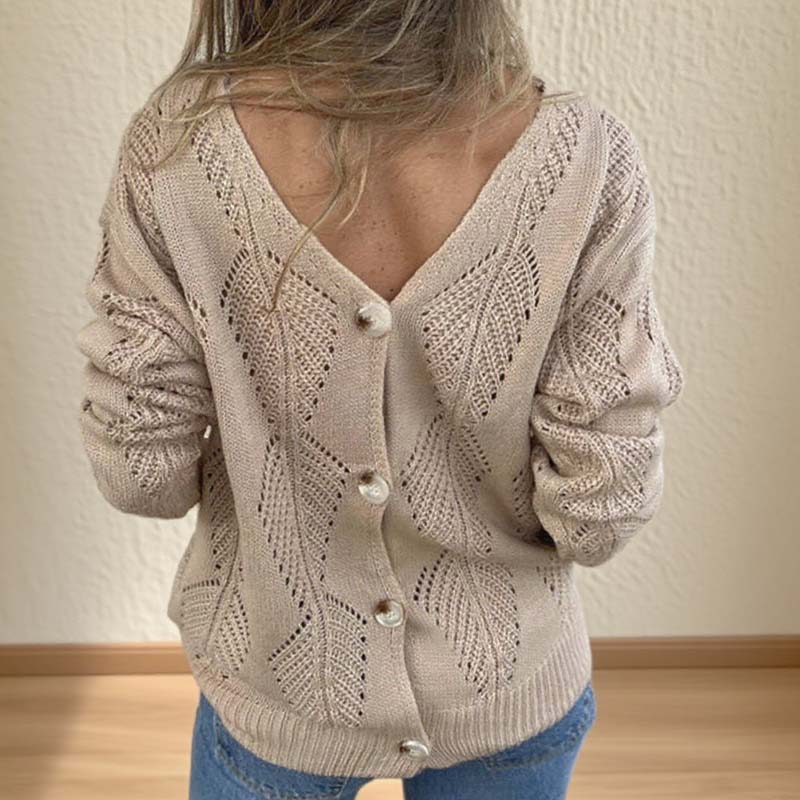 Reversible Hollow Pattern V-Neck Sweater