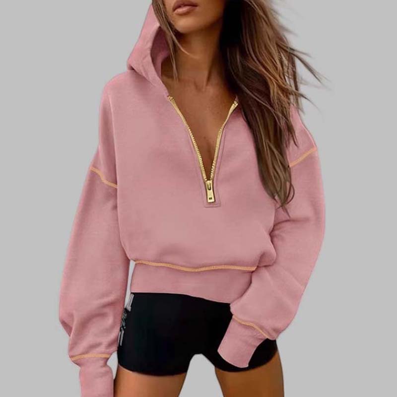 Women's Hooded Sweatshirt with Half zip